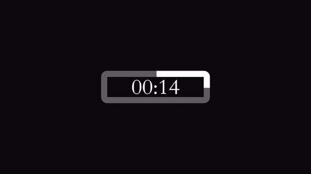 twenty seconds countdown timer animation from 20 seconds to 0 seconds with alpha channel, twenty seconds countdown.