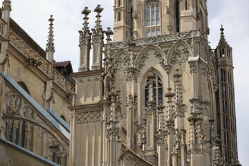 Detail of the bell tower of the Bern Minster, Switzerland