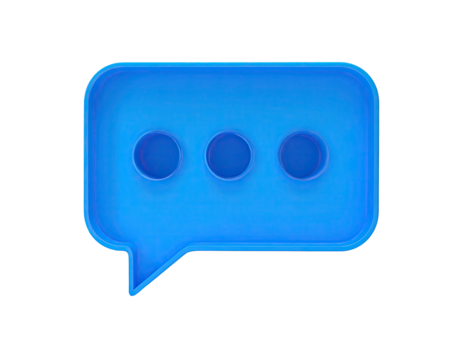 Blue, rounded speech bubble with ellipses on a black background, glowing