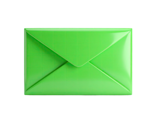 A glossy, vibrant green envelope rendered against a stark black background