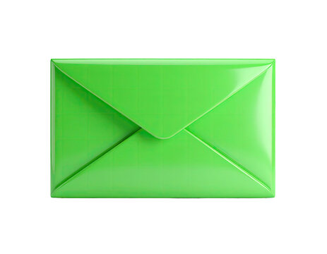A glossy, vibrant green envelope rendered against a stark black background