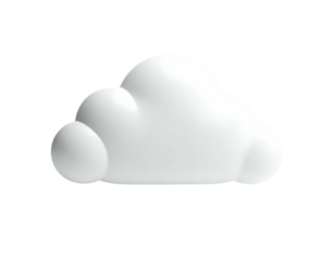3D rendering of a fluffy white cloud against a stark black background