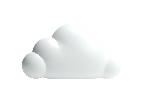 3D rendering of a fluffy white cloud against a stark black background - Powered by Adobe