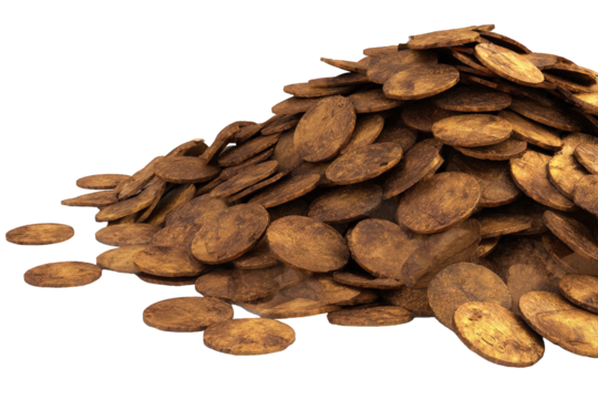 Pile of Golden Coins on Transparent Background Financial Wealth Abundance Shiny Coins Decorative Elements for Graphic Design and Digital Art