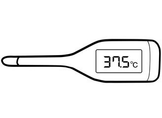 Simple and realistic line drawing of a thermometer