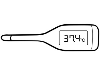 Simple and realistic line drawing of a thermometer