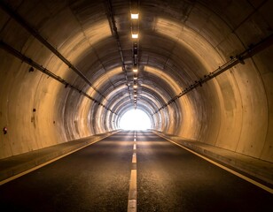 Tunnel road leading to light