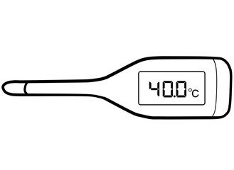 Simple and realistic line drawing of a thermometer