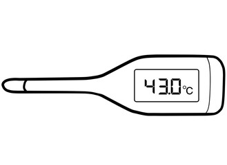 Simple and realistic line drawing of a thermometer