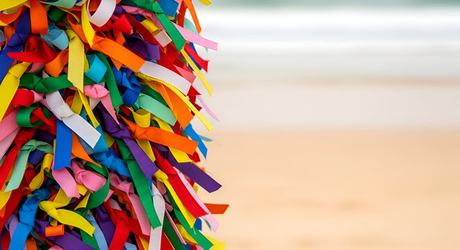 Brazilian Wish Ribbons Fita do Bonfim Symbol of Hope and Luck with Copy Space