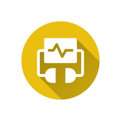 Heart monitor flat icon. Simple illustration with long shadow for graphic and web design.