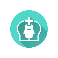 Mental health flat icon. Simple illustration with long shadow for graphic and web design.