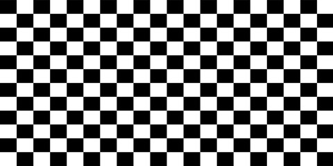 Fototapeta premium Black and white checker pattern vector illustration. Chess board. Abstract checkered checkerboard for game. Grid geometric square shape. Race flag. Retro mosaic checkerboard psychedelic pattern.