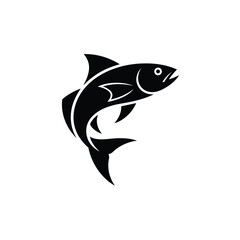 Stylized black silhouette of a jumping fish