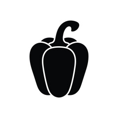Black silhouette of a bell pepper on white background