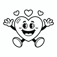Obraz premium Happy cartoon heart isolated on white background