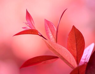 Fototapeta premium Vibrant red leaves in soft focus