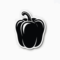 Black silhouette of a bell pepper on a white background