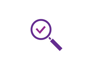 Check mark icon with magnifying glass illustration design icon 