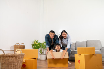 New Beginnings: A family's joy fills the air as they unpack boxes in their new home, full of anticipation and the promise of shared memories.