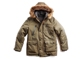 Hooded parka isolated on white background