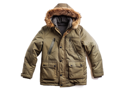 Hooded parka isolated on white background