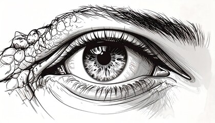 Obraz premium Detailed drawing of an eye with reptilian scales
