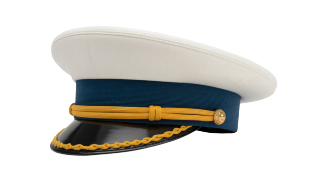 Elegant officer's cap with gold trim and emblem, symbol of authority