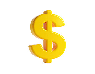 Fototapeta premium Gleaming golden dollar sign, rendered, isolated, with a subtle orange internal glow