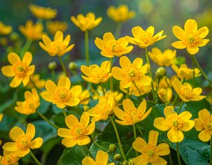 Obraz premium Close-up of vibrant yellow flowers