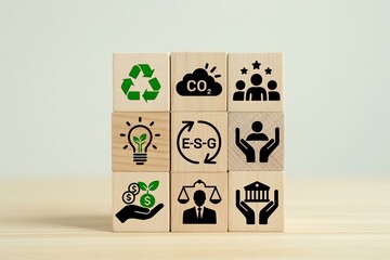 Esg concept with icons representing environment social and governance business strategy for sustainability