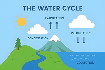 Educational water cycle diagram illustration