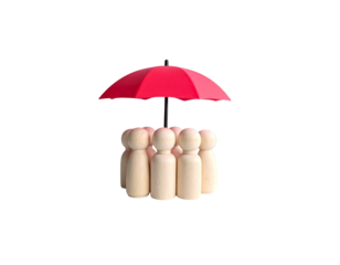 Abstract illustration of a red umbrella representing the concept of business safety and security