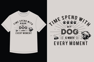 Dog Lover Quote T-Shirt Design with Pug Head - Vintage Typography