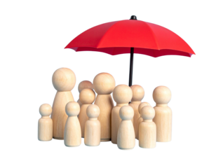 Abstract illustration of a red umbrella representing the concept of business safety and security