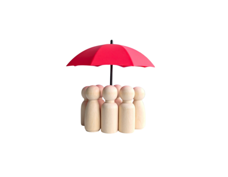 Abstract illustration of a red umbrella representing the concept of business safety and security