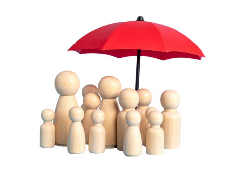 Abstract illustration of a red umbrella representing the concept of business safety and security