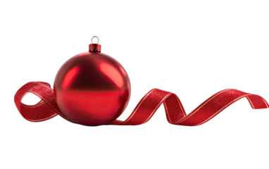 Red Christmas ornament with ribbon (1)