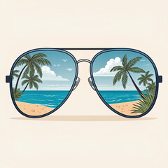 Beach Paradise Reflected in Sunglasses