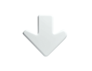 A white, rounded arrow pointing downward against a black background