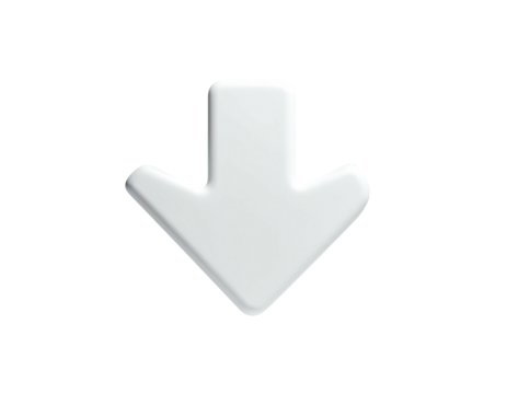 A white, rounded arrow pointing downward against a black background