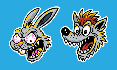 monster illustration mad rabbit wolf dog crab alien astronout laser angry crazy ride truck skate skateboard