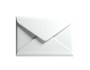 Isolated, white, closed envelope against a stark black background, 3D render