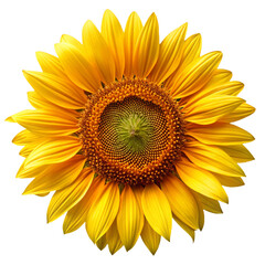 Isolated sunflower with bright yellow petals and a dark center against a black background image created with generated ai