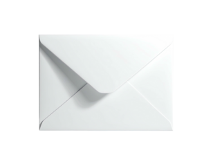 A pristine, white, closed envelope isolated on a black background