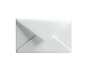A crisp white envelope rests on a black background with subtle lighting