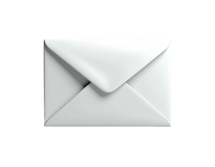 A pristine, 3D-rendered white envelope isolated against a deep black background