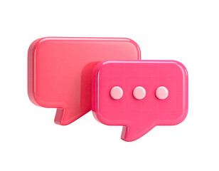 Two pink speech bubbles, rendered in 3D with shadows, isolated on black