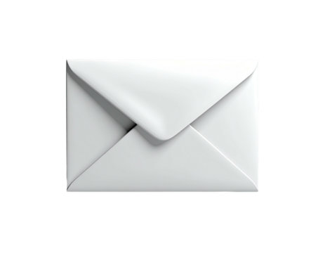 A pristine, 3D-rendered white envelope isolated against a deep black background