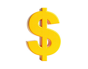 Fototapeta premium Bright golden 3D dollar sign against a black background, slightly angled
